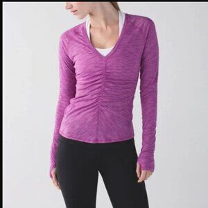 Lululemon Interval Thumbhole Heathered Ultra Violet Long Sleeve Shirt 4
